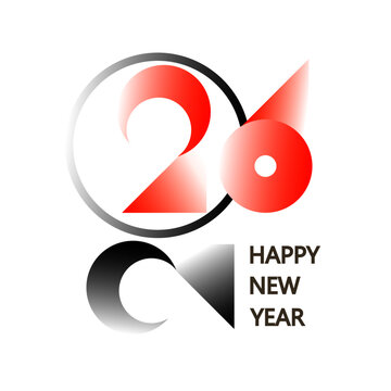 Happy New 2026 Year minimal text design isolated on white. Banner, poster, header and card template.