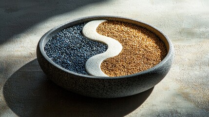 Poster - Artistic yin yang design with lime seeds contemporary home decor minimalist aesthetic indoor serenity abstract concept