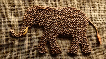 Aufkleber - Tamarind seed elephant design showcase art exhibition nature-inspired indoor space close-up creativity in crafting