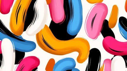 Poster - A colorful painting with many different colors and shapes. The painting is abstract and has a lot of brush strokes. The colors are bright and the shapes are varied