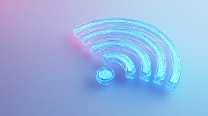 Poster - Digital Connectivity Blue Neon WiFi Symbol Abstract Minimalist Background Design
