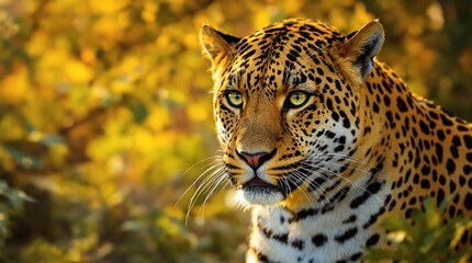 Wall Mural - Leopard's eyes in focus, while its body is blurred and set against a natural background, leopard, nature, eyes, big cat, predator