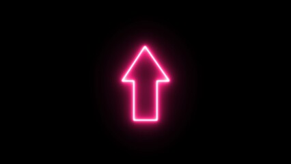 Wall Mural - neon upload arrow icon. abstract glowing neon up arrow illustration. neon up direction arrow icon on