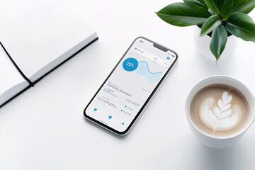 Poster - Smartphone with analytics data on screen, placed beside a coffee cup and notebook in a casual setup