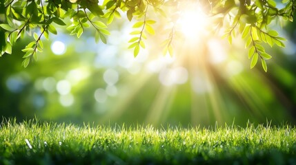 Wall Mural - Sunkissed green leaves, detailed closeup of vibrant foliage in natural sunlight