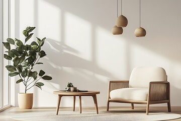 Poster - Stylish Modern Living Room with Scandinavian Decor and Cozy Atmosphere : Generative AI