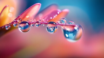Poster - Dew-Kissed Leaf with Reflections in Macro Photography : Generative AI