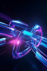 Poster - Abstract Neon Swirl Design with Colorful Light Trails, Digital Artistic Representation of Fluid Movement and Modern Aesthetic for Various Creative Projects