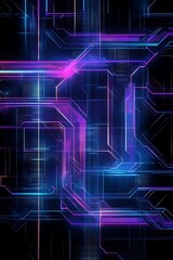Poster - Futuristic Abstract Technology Background with Neon Lines and Geometric Shapes for Digital Art, Cyber Design, and High-Tech Themes