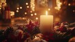 © Pure Imagination - A Lit Candle Amidst Festive Christmas Decorations
