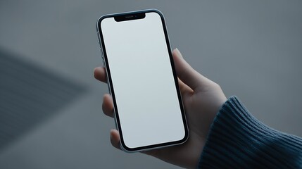 Aufkleber - Closeup view of person holding smartphone with blank screen for mockup design : Generative AI