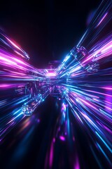 Poster - vibrant abstract light exploration with colorful rays and futuristic elements in a dark space creati