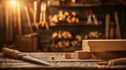 Wall Mural - Craftsmanship in a rustic woodworking shop