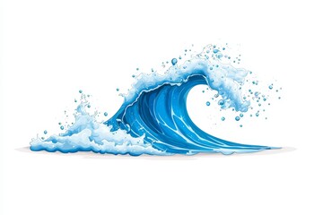 Poster - An underwater water scene with bubbles and waves against a white background