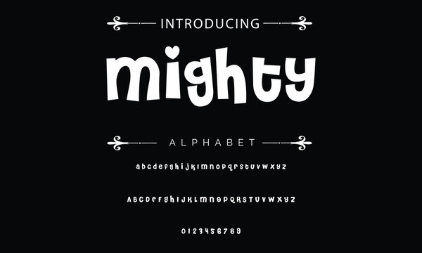 Playful style font design, colorful childish alphabet, letters and numbers vector illustration
