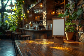 Fototapete - Adding a blurred background design to the key visual layout for the stand mock up menu frame tent card.