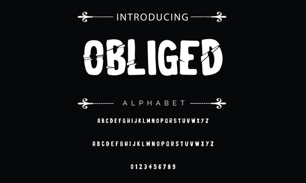 Playful style font design, colorful childish alphabet, letters and numbers vector illustration