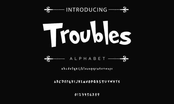 Playful style font design, colorful childish alphabet, letters and numbers vector illustration