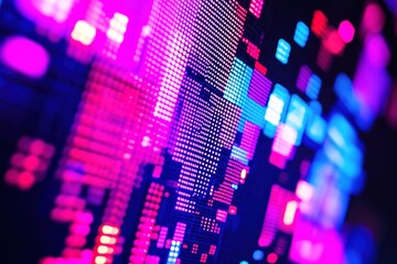 Poster - Vibrant digital pixels with bokeh effect and blur