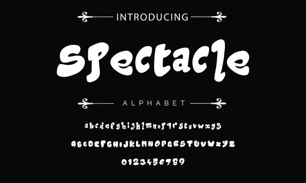Playful style font design, colorful childish alphabet, letters and numbers vector illustration