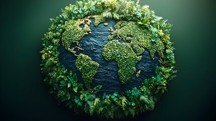Poster - a stunning visual representation of a sustainable earth made entirely of vibrant greenery and natura