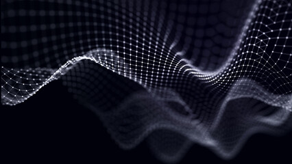 Leinwandbilder - Data exchange. 3D mesh with connecting points and lines. Abstract technology background. 3D rendering.