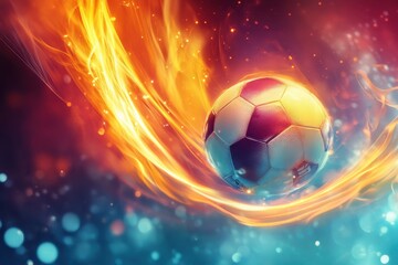 Poster - Fiery Soccer Ball: A Dynamic Image of Passion and Competition.
