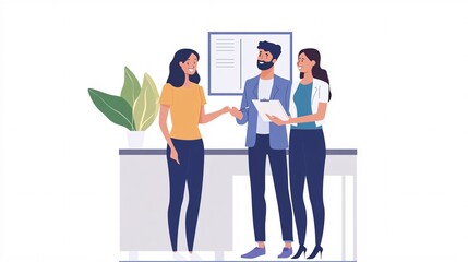Poster - Business people discussing and shaking hands in modern office: