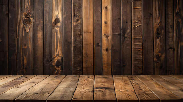 An Empty and blank wooden background table  ready to be mocked-up