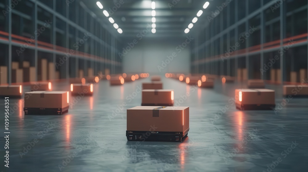 Automated inventory tracking robots managing warehouse stock with ...