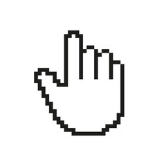 Fototapete - Pixelated Hand Icon. Selection Gesture in Pixel Art Style. Pointer Control in Digital Interfaces. Isolated Vector Illustration