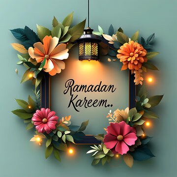 Ramadan Mubarak text with Copy space , 3D render