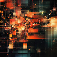 Poster - Vibrant digital art with geometric shapes and dynamic colors