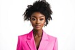 © Surachetsh - black Women in pink-red business suits, exuding professionalism and charm, are perfect for showcasing leadership and modern style in business marketing.