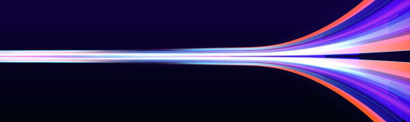 Poster - Modern abstract high-speed light motion effect on black background, creatively illustrating a flying cosmic meteor, planetoid, comet, or fireball isolated on a transparent background.