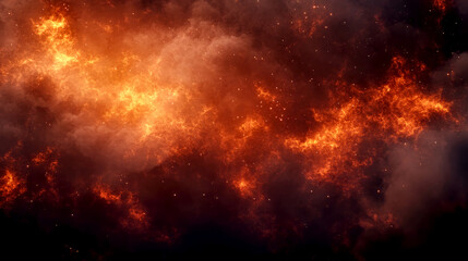 Poster - Explosive fiery clouds in dark sky