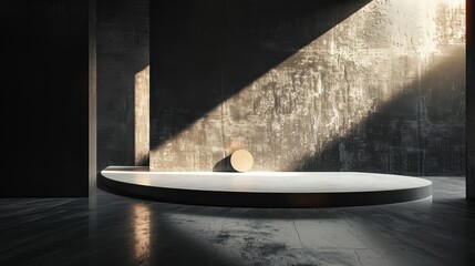Poster - Minimalist Concrete Platform With Cylinder Display