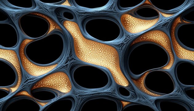 Abstract Organic Structure With Golden Internal Luminescence