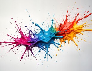 Poster - Colorful liquid explosion on white background. Vibrant colors mix, splash in dynamic motion. Creative abstract design. Modern art style. Surreal, emotional. Design concept for urban street colorful