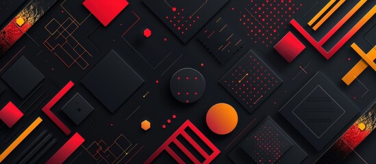 Poster - Abstract Geometric Design With Red Orange And Black Shapes