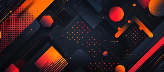 Fototapete - Abstract Geometric Design Featuring Orange and Red Shapes