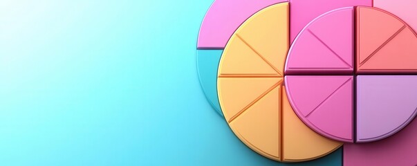 Poster - A vibrant abstract design featuring colorful circular shapes against a gradient background, ideal for creative and artistic themes.