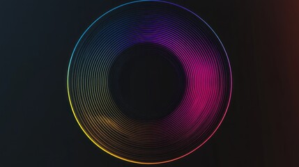 Poster - Abstract Circular Design Vibrant Colors Artistic Pattern on Dark Background