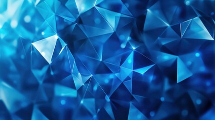Poster - Geometric Abstract Art with Shimmering Blue Crystal Facets in Beautiful Illumination