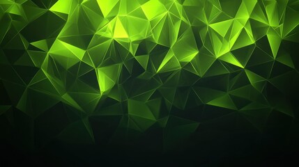 Poster - Dynamic Green Geometric Abstract Design with Polygonal Patterns