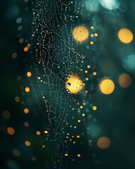 Aufkleber - Dewdrops on spider web,