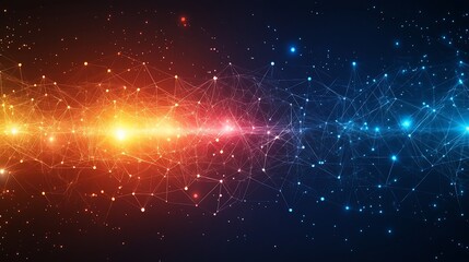 Wall Mural - abstract network connection, glowing lines and nodes.