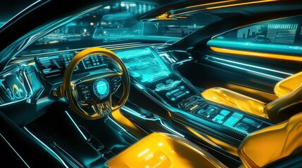 Poster - Envision a futuristic car in avatar style, where advanced materials give the vehicle a lightweight yet durable frame.