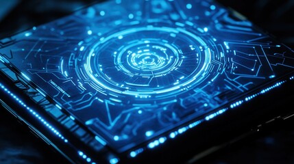 Poster - envision a futuristic notebook adorned with a complex mandala design, each line embedded with softly