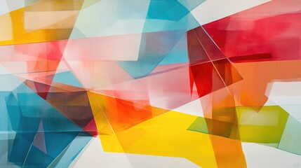 Poster - A dynamic abstract composition of overlapping translucent layers in vibrant colors, creating a sense of depth and complexity, ideal for contemporary art or design projects